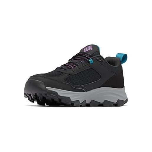 Columbia hatana max outdry waterproof scarpe da trekking basse impermeabili donna, grigio (dark grey x electric turquoise), 36 eu
