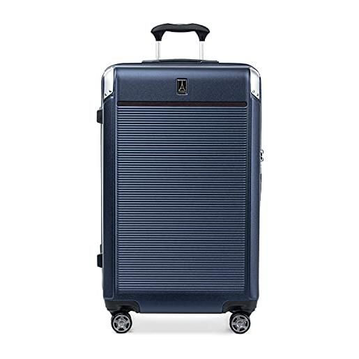 Travelpro platinum elite bagaglio da stiva espandibile con lato rigido, 8 ruote girevoli, lucchetto tsa, valigia rigida in policarbonato, blu navy, grande a quadri 72 cm
