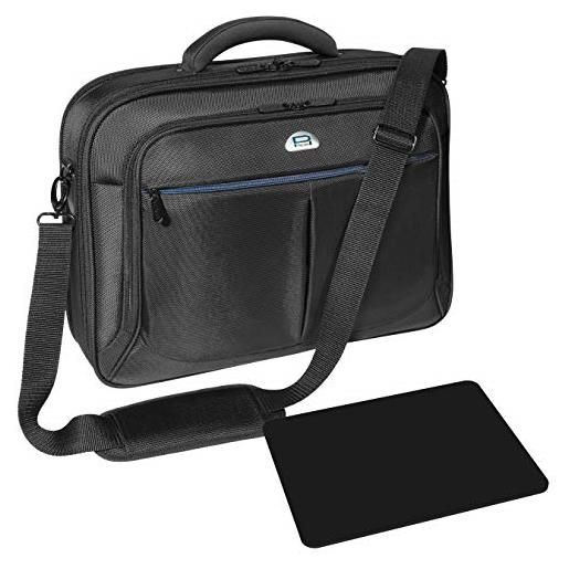 PEDEA borsa per pc portatile premium borsa per notebook fino a 17,3 pollici (43,9 cm) borsa con tracolla, incluso tappetino per il mouse, nero
