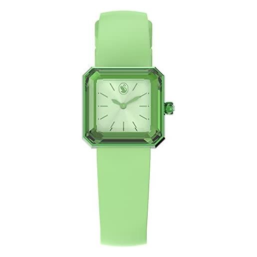 Swarovski lucent orologio, con cristalliSwarovski , alluminio e cinturino in silicone, meccanismo al quarzo, verde
