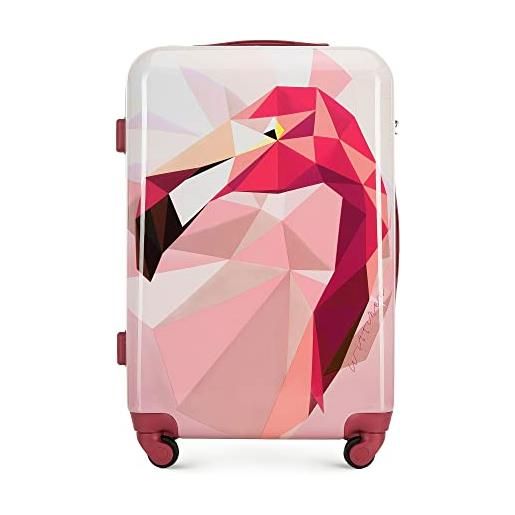 WITTCHEN young collezione set di 3 valigie (s+m+valigia cosmetica) abs con rivestimento in policarbonato serratura a combinazione manico telescopico rosa