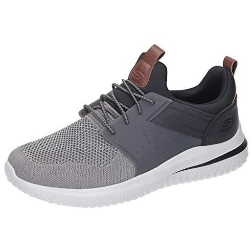 Skechers delson 3.0 cicala, scarpe da ginnastica uomo, grigio nero maglia a maglia w sintetico, 40 eu