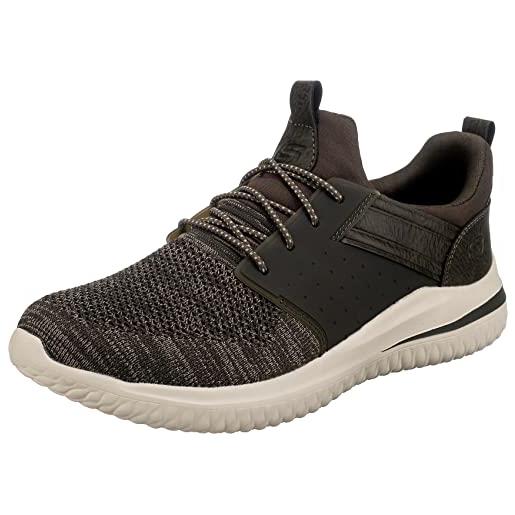 Skechers delson 3.0 cicala, scarpe da ginnastica uomo, gray black knitted mesh w synthetic, 42 eu