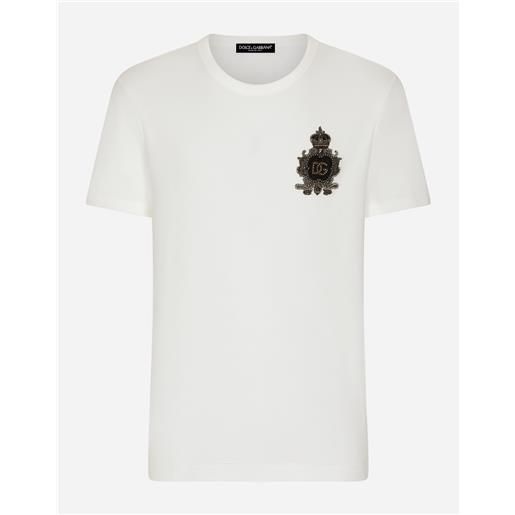 Dolce & Gabbana t-shirt cotone con patch araldico logo dg