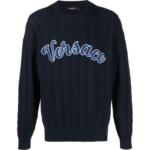 Versace maglione con logo - blu