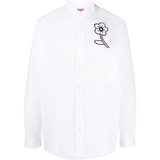 Kenzo camicia con ricamo a fiori - bianco