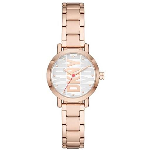 DKNY orologio soho da donna, movimento al quarzo a tre lancette, cassa in lega d'oro rosa 28 mm con bracciale in acciaio, ny6648