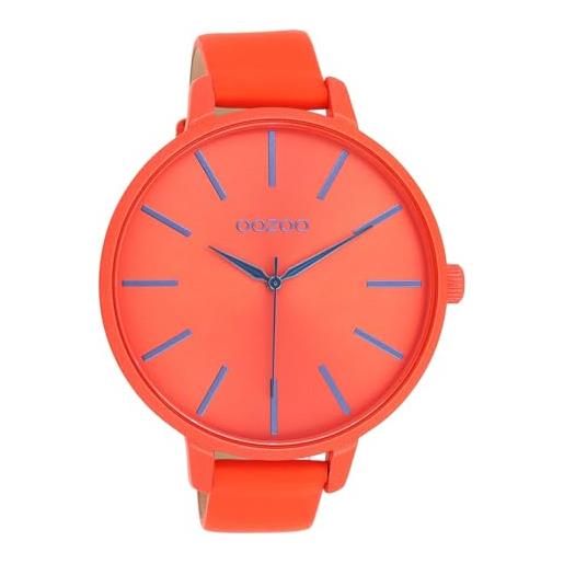 Oozoo timepieces - orologio da polso da donna con cinturino in pelle | orologio da donna di alta qualità - elegante orologio analogico da donna rotondo, rosso/arancione