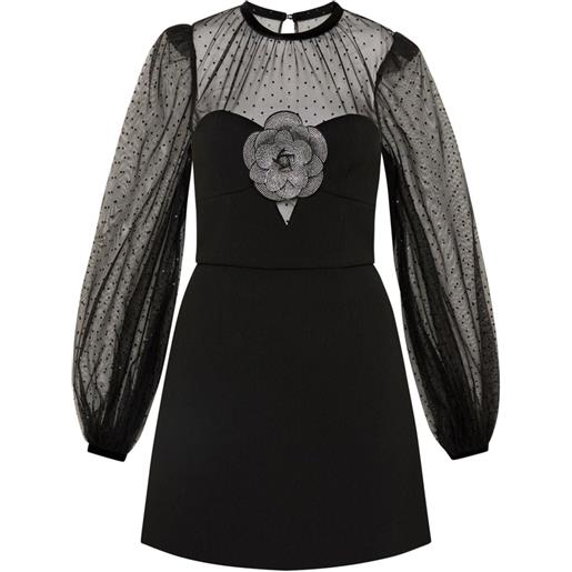Rebecca Vallance abito corto yvonne con applicazioni a fiori - nero