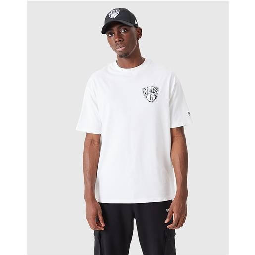 New Era t-shirt brooklyn nets infill team logo bianco uomo