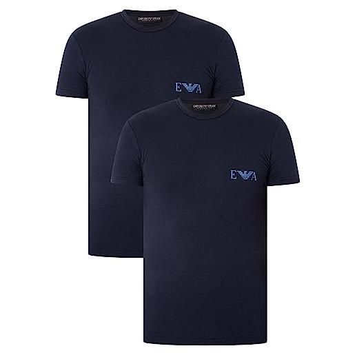 Emporio Armani bold monogram t-shirt da uomo, confezione da 2, oltremare/oltremare, l (pacco da 2)