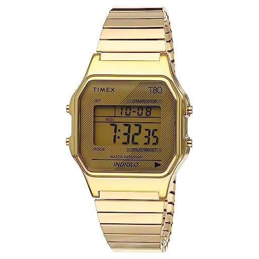 Timex t80 34mm, orologio tonalità dorata con cinturino di espansione in acciaio inossidabile, tw2r79000