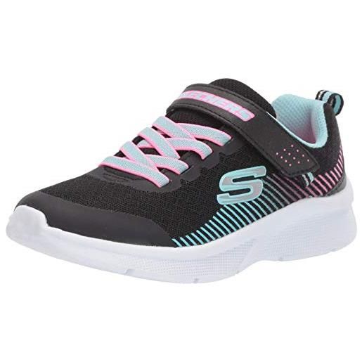 Skechers microspec, scarpe da ginnastica bambine e ragazze, black mesh aqua neon pink trim, 35 eu