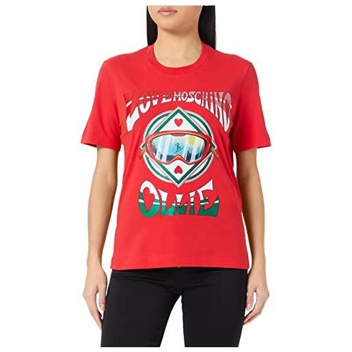 Love Moschino vestibilità normale, maniche corte con stampa di ollie transfer t-shirt, colore: rosso, 50 donna