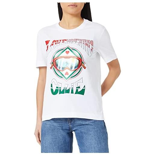 Love Moschino vestibilità normale, maniche corte con stampa di ollie transfer t-shirt, bianco, 46 donna