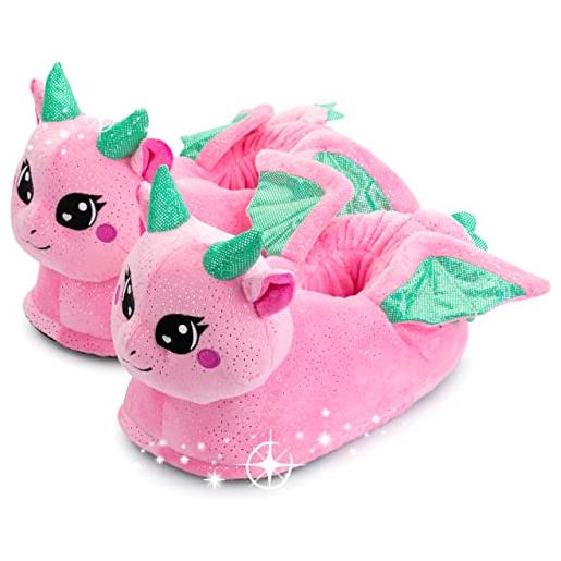 corimori pantofole unisex per adulti, con divertenti disegni di animali, taglia unica, l'drago rosa. 