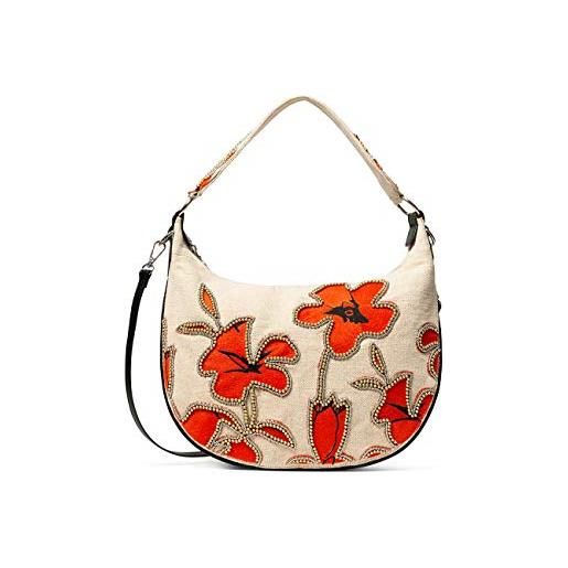 Desigual borsa da donna hibiscus rock siberia shoulder/cross body bag with hawaii floral beaded design, rosso (rojonanja), 2.5x24.8x36.15 cm (b x h x t)