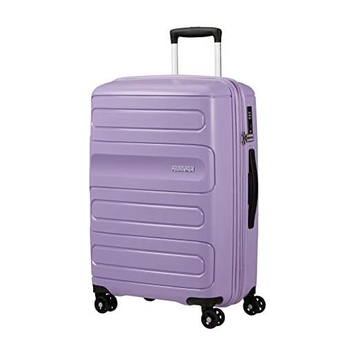 American Tourister sunside spinner m - valigia espandibile, 67,5 cm, 72,5/83,5 l, colore: viola, viola (lavanda viola), m (67.5 cm - 72.5/83.5 l), valigetta e trolley