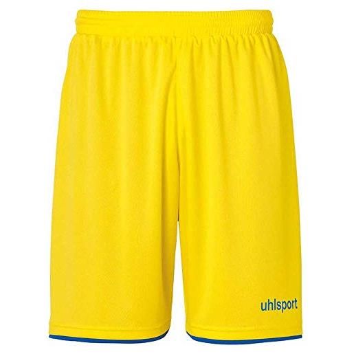 uhlsport club shorts, shirt unisex adulto, oliva scuro/giallo fluorescente, 128