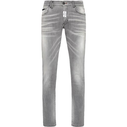 Philipp Plein jeans skinny con applicazione logo - grigio