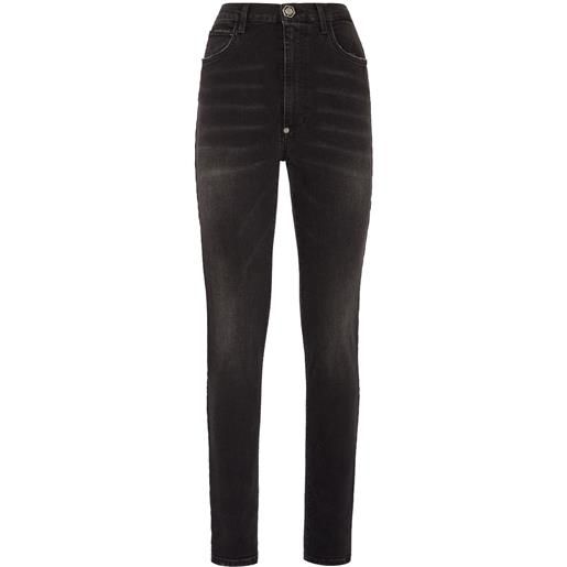 Philipp Plein jeans skinny con effetto schiarito - nero