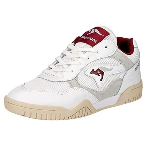 KangaROOS net, scarpe da ginnastica unisex-adulto, bianco k red, 43 eu