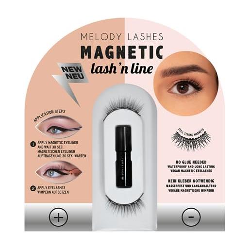 Melody Lashes ciglia finte magnetiche con eyeliner naturali colla magneti vegan ciglia finte magnetiche long lasting waterproof eyeliner make up strong hold (miss mag)