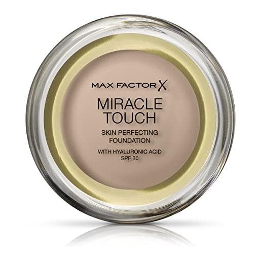 Max Factor fondotinta miracle touch, formula nuova e migliorata, spf 30 e acido ialuronico, 55 beige fard