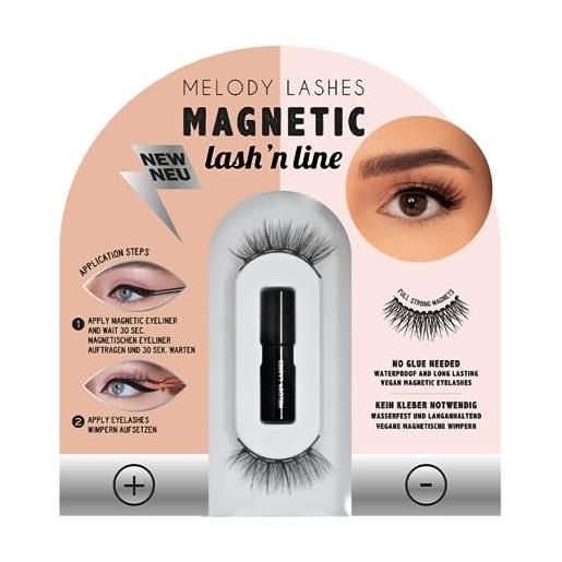 Melody Lashes ciglia finte magnetiche con eyeliner naturali colla magneti vegan ciglia finte magnetiche long lasting waterproof eyeliner make up strong hold (stay mag)