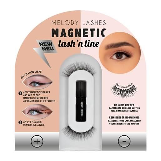 Melody Lashes ciglia finte magnetiche con eyeliner naturali colla magneti vegan ciglia finte magnetiche long lasting waterproof eyeliner make up strong hold (mag me)