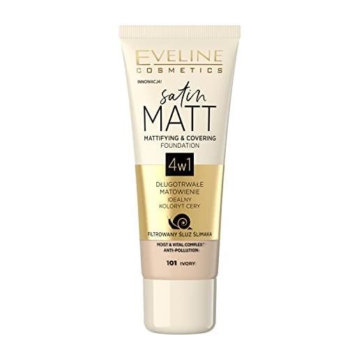 Eveline Cosmetics eveline satin matt mattifying & covering foundation 4in1 101 ivory 30 ml