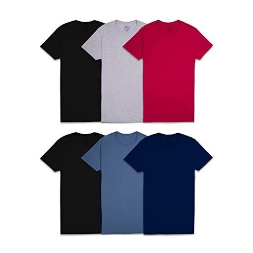 Fruit of the Loom maglietta stay tucked crew t-shirt, regular-6 confezioni di colori assortiti, l (pacco da 6) uomo