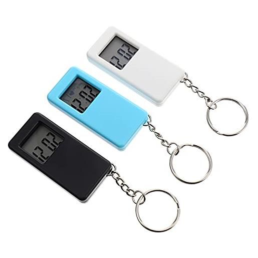 Hemobllo - orologio da tasca con portachiavi, piccolo portachiavi digitale, orologio elettronico portatile, 3 pezzi, colore casuale)