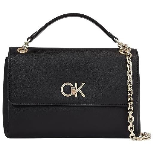 Calvin Klein borsa donna pelle sintetica, nero (ck black), taglia unica
