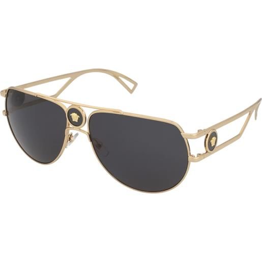 Versace ve2225 100287 | occhiali da sole graduati o non graduati | prova online | unisex | metallo | pilot | oro | adrialenti