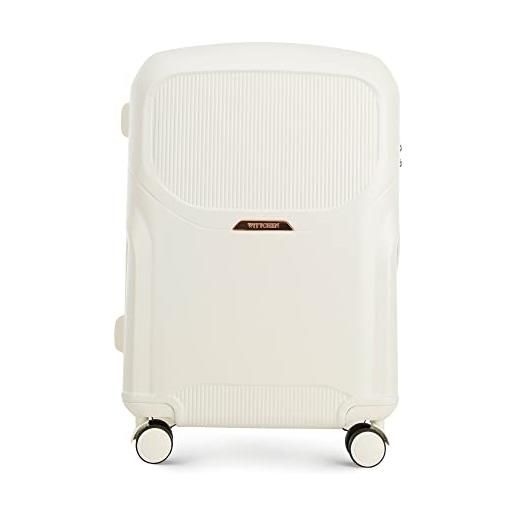 WITTCHEN lady 2 line custodia da viaggio valigia media valigia moderna valigia in policarbonato con 4 ruote piroettanti lucchetto a combinazione tsa manico telescopico taglia m crema