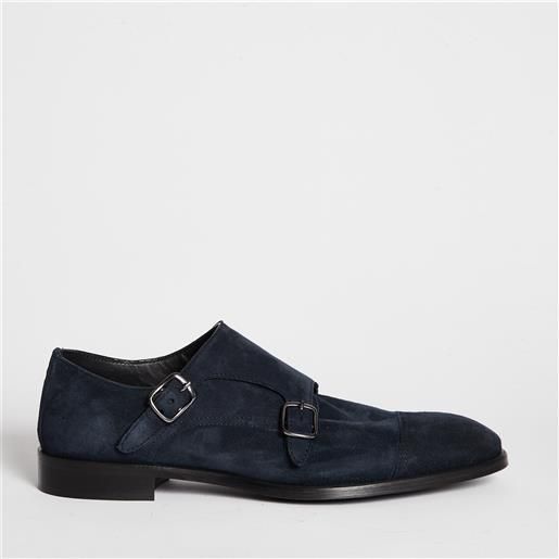 J. Wilton monk strap in pelle scamosciata blu