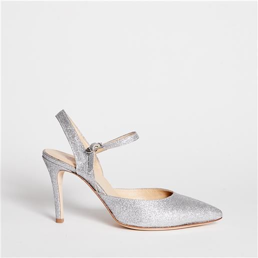 L'Arianna slingback de1236 in glitter argento