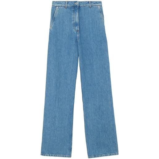 Burberry jeans svasati con applicazione logo - blu