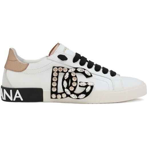 Dolce & Gabbana sneakers portofino con strass - bianco
