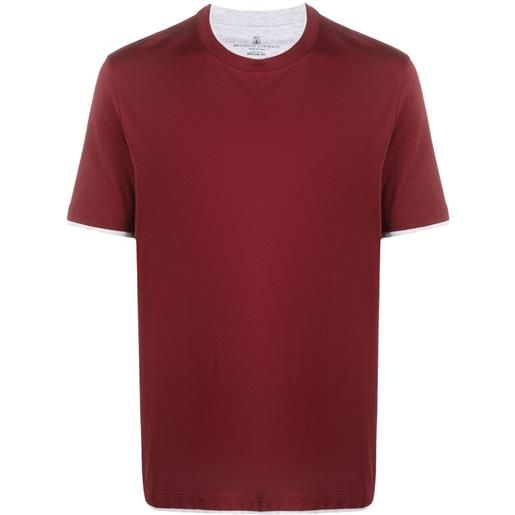 Brunello Cucinelli t-shirt con dettaglio a strati - rosso