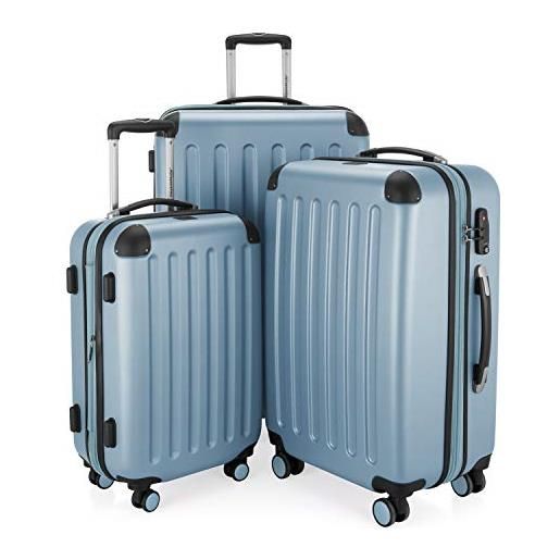 Hauptstadtkoffer - spree - set di 3 valigie, valigie rigide, trolley con 4 doppie ruote, bagaglio da viaggio opaco, set da viaggio, tsa, (s, m e l), piscina blu