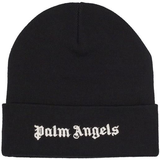 PALM ANGELS cappello beanie in lana con logo