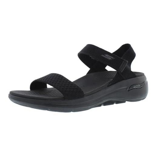 Skechers go walk arch fit sandal polished, sandali donna, tessuto nero, 39 eu