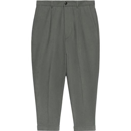 AMI Paris pantaloni crop con pieghe - grigio