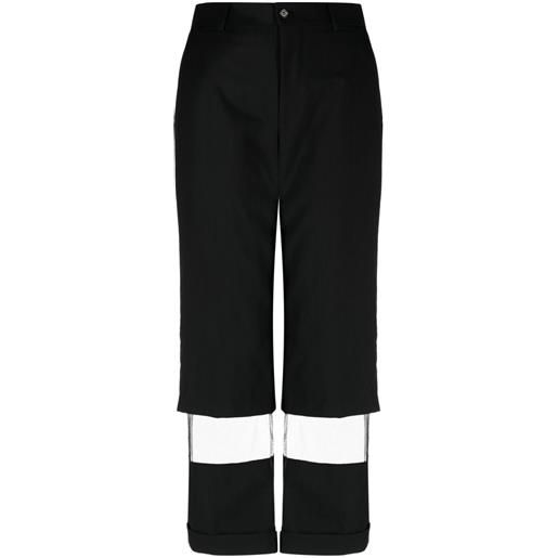 Black Comme Des Garçons pantaloni dritti semi trasparenti - nero