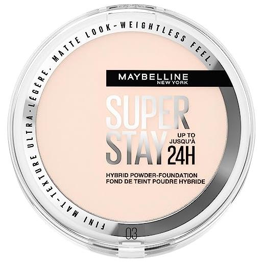 Maybelline new york fondotinta in polvere super. Stay 24h hybrid powder, tenuta 24h, make-up dal finish matte naturale, 03