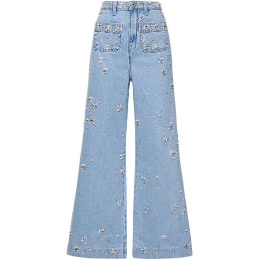 PATBO jeans larghi in denim di cotone / cristalli