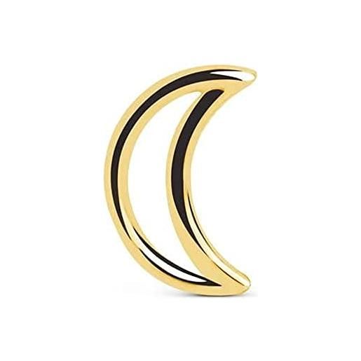 SINGULARU - orecchino singolo mini moon shape oro - orecchino in argento sterling 925 con finitura placcata in oro 18kt - chiusura dado a pressione - orecchino singolo - gioielli da donna