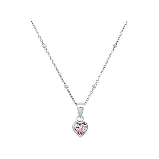 Prinzessin Lillifee princess lillifee collana da bambina in argento con pendente a cuore rosa, fornita in confezione regalo di gioielli, 2033373